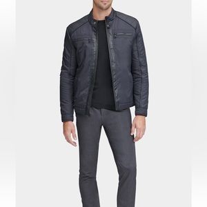 Andrew Marc Moto jacket. Ralph faux leather trim racer jacket